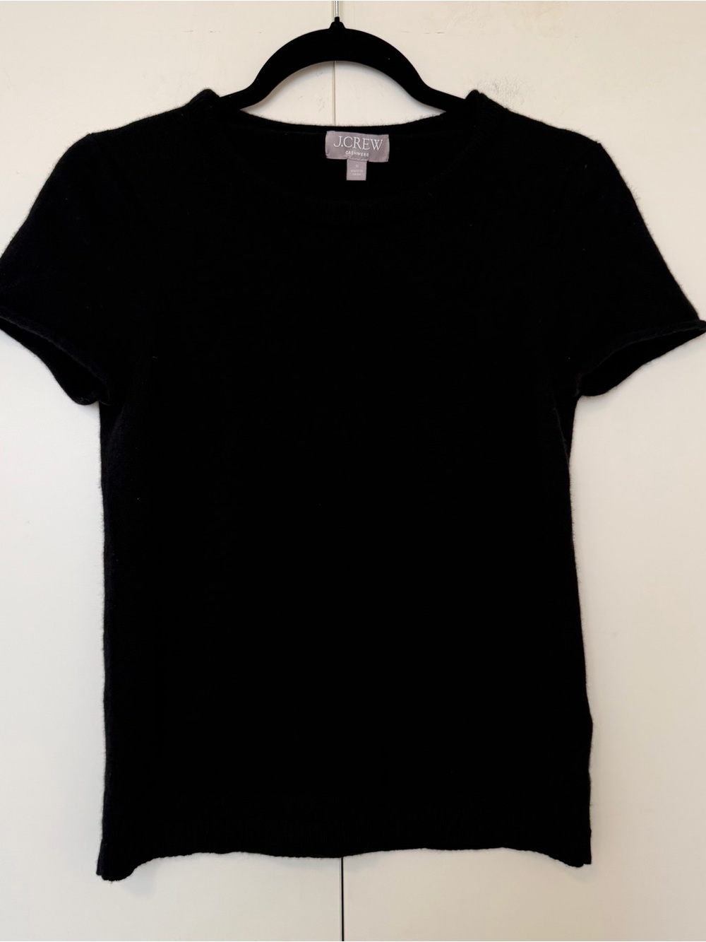 J.Crew Black The Good Cashmere Standard Short Sleeve Basic Top‎